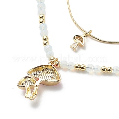 2Pcs 2 Style Alloy Enamel Mushroom Pendant Necklaces Set&nbsp;NJEW-JN04095
