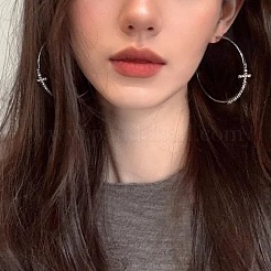 Cross Alloy Crystal Rhinestone Hoop Earrings&nbsp;FS-WG132BD-01