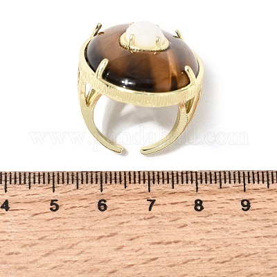 Natural Tiger Eye & Moonstone Cuff Rings&nbsp;G-B186-03G-1