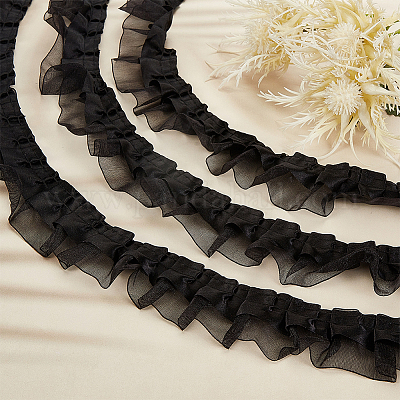 Satin Chiffon Double Ruffled Lace Trim&nbsp;OCOR-WH0047-32A-1