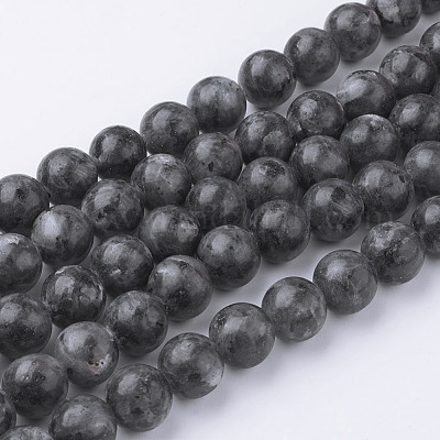 Natural Black Larvikite Bead Strands&nbsp;G-G735-57-12mm-1