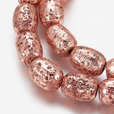 Electroplated Natural Lava Rock Beads Strands&nbsp;G-P400-12-1