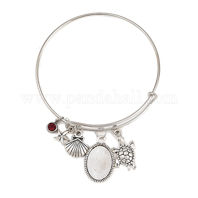 DIY Blank Geometry Alloy Charms Expandable Bangle Making Kit&nbsp;BJEW-DC00003-1