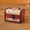 Wooden Portable Storage Boxes, with Iron Clasps & Iron Handle, Rectangle, FireBrick, Stamp Pattern, 12x8x8.5cm, Inner diameter: 10.8x6.5x7.5cm