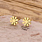 304 Stainless Steel Stud Earrings, Golden, Flower, 7mm