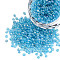 Round Transparent Colors Rainbow Glass Seed Beads, Deep Sky Blue, 12/0, 2mm, Hole: 1mm, about 3306pcs/50g