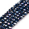 Electroplate Glass Beads Strands, Opaque Solid Color, AB Color Plated, Faceted, Rondelle, Steel Blue, 3.5~3.8x3mm, Hole: 0.4mm, about 105~110pcs/strand, 29~31cm
