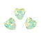 Glass Cabochons, Faceted, Heart, Lawn Green, 10x10x4.5mm, 45pcs/set