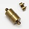 Brass Magnetic Clasps with Loops, Nickel Free, Column, Antique Bronze, 16x6mm, Hole: 1.5mm.