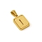 Stainless Steel Pendants, Real 18K Gold Plated, Rectangle, Letter I, 15x12mm
