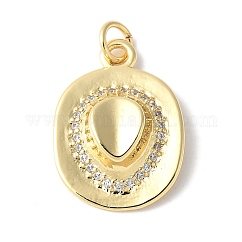 Brass Micro Pave Clear Cubic Zirconia Pendants, Cadmium Free & Lead Free, Cowboy Hat, Real 18K Gold Plated, 21x15x5mm, Hole: 3.5mm