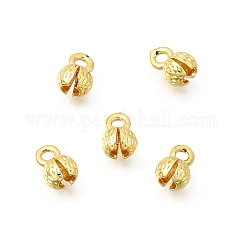 Brass Bead Tips, Calotte Ends, Knot Cover, Rack Plating, Long-Lasting Plated, Lead Free & Cadmium Free, Golden, 6.5x4mm, Hole: 1.4mm, Inner Diameter: 2.5mm