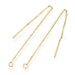 304 Stainless Steel Stud Earring Findings, Ear Threads, Golden, 98x0.5mm, Pin: 0.8mm