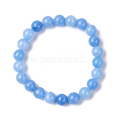 Natural Dyed Aquamarine Round Beads Stretch Bracelets for Women, Bead: 8mm