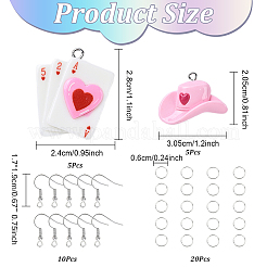 DIY Playing Card & Hat Resin Pendants Dangle Earring Making Kits&nbsp;DIY-YW0010-87
