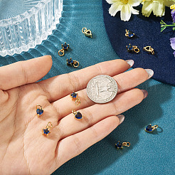 12Pcs 2 Styles Brass Micro Pave Cubic Zirconia Charms&nbsp;KK-TA0008-70B