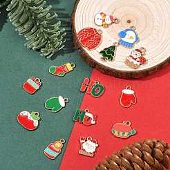 15Pcs 15 Styles Christmas Theme Alloy Enamel Pendants&nbsp;ENAM-FS0003-97