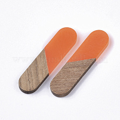 Transparent Resin & Walnut Wood Cabochons&nbsp;RESI-Q210-014A-B03