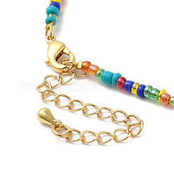 Natural Turquoise & & Pearl & Glass Seed Boho Beaded Necklace for Women&nbsp;NJEW-G099-05G