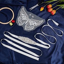 1Pc 3D Butterfly Polyester Computerized Embroidery Appliques for Wedding Dress&nbsp;DIY-GF0006-64