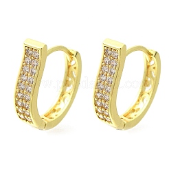 Brass Clear Cubic Zirconia Hoop Earrings&nbsp;EJEW-M047-16G