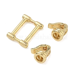 Rectangle Brass Micro Pave Clear Cubic Zirconia Fold Over Clasps&nbsp;KK-Z143-19G