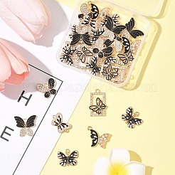28Pcs 6 Styles Alloy Rhinestone Pendants&nbsp;ENAM-FS0002-67