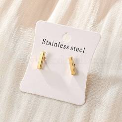 Cuboid Ion Plating(IP) 304 Stainless Steel Stud Crawler Earrings&nbsp;EJEW-O052-45G