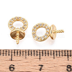 Brass Pave Clear Cubic Zirconia Peg Bails&nbsp;KK-T077-28G