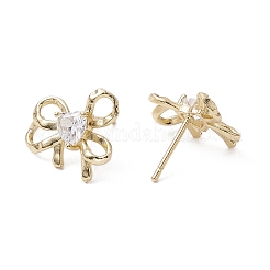 Bowknot Brass Stud Earrings&nbsp;EJEW-M245-04G