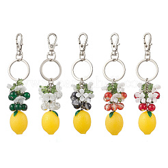 5Pcs Opaque Resin & Spray Painted Crackle Glass Keychains&nbsp;KEYC-JKC01343