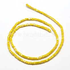 Faceted Cube Full Rainbow Plated Electroplate Glass Beads Strands&nbsp;EGLA-J133-FR10
