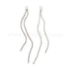 Brass Micro Pave Clear Cubic Zirconia Tassel Pendants&nbsp;KK-D063-01P