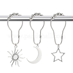 18Pcs 3 Style Universe Theme Iron Shower Curtain Rings for Bathroom&nbsp;HJEW-OC0001-24