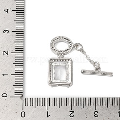 Brass Micro Pave Clear Cubic Zirconia Toggle Clasps&nbsp;KK-N254-87P