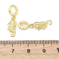Brass Micro Pave Cubic Zirconia European Dangle Charms&nbsp;KK-D325-20G-01