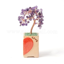 Heart Money Tree Natural Amethyst Bonsai Display Decorations&nbsp;DJEW-G027-16RG-01