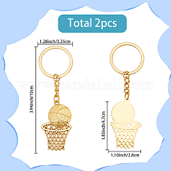2Pcs Basketball Alloy Pendant Keychains&nbsp;KEYC-SC0001-95G
