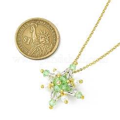 Glass Seed Beads Beaded Star Pendant Necklaces&nbsp;NJEW-MZ00088-03