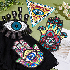 4Pcs 4 Style Computerized Embroidery Cloth Self Adhesive Sequins Patches&nbsp;DIY-AR0002-42