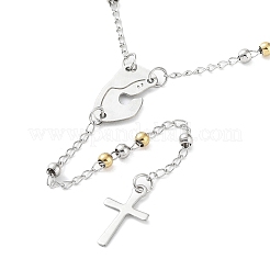 Non-Tarnish 202 Stainless Steel Rosary Bead Necklaces&nbsp;LS-NJEW-D060-01C-GP