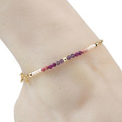 Natural Amethyst & Pearl Round Beaded Butterfly Anklets&nbsp;AJEW-AN00795-02