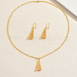Fashion Brass Heart Hollow Pendant Necklaces & Earrings Set for Women&nbsp;SP4780