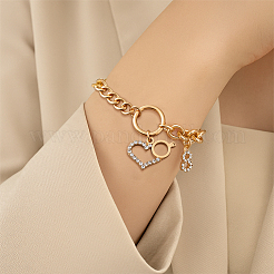 4Pcs 4 Styles Alloy Rhinestone Charm Bracelets&nbsp;BJEW-HY0001-11