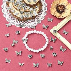 100Pcs 10 Styles Butterfly Theme Tibetan Style Alloy Beads&nbsp;FIND-CJ0005-63