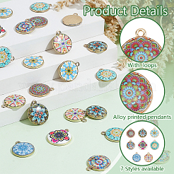 48Pcs 8 Colors Alloy Printed Pendants&nbsp;FIND-PH0021-12