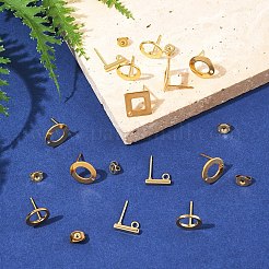 16Pcs 4 Styles 304 Stainless Steel Stud Earring Findings&nbsp;STAS-FS0001-83G