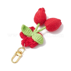 Handmade Crochet Cotton Cherry Flower Hanging Ornaments&nbsp;HJEW-JM02667-03