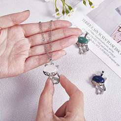 4Pcs 4 Styles Natural Mixed Gemstone Pendants&nbsp;G-SZ0002-22
