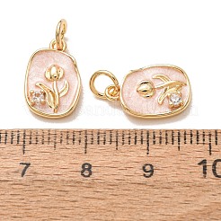 Brass Micro Pave Clear Cubic Zirconia with Enamel Pendants&nbsp;CU-K002-52G-D